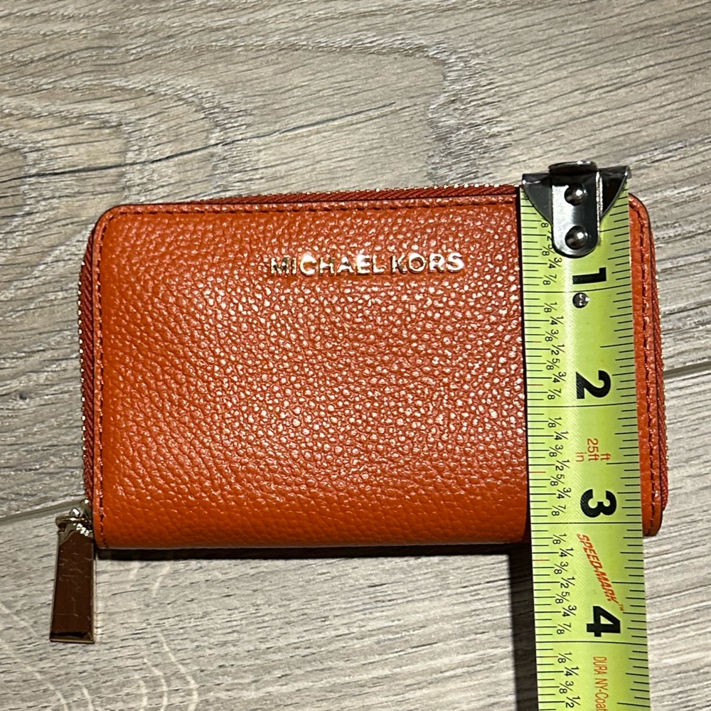 Jet Set Small Zip Around Leather Card Case / Wallet Orange - Picture 8 of 9